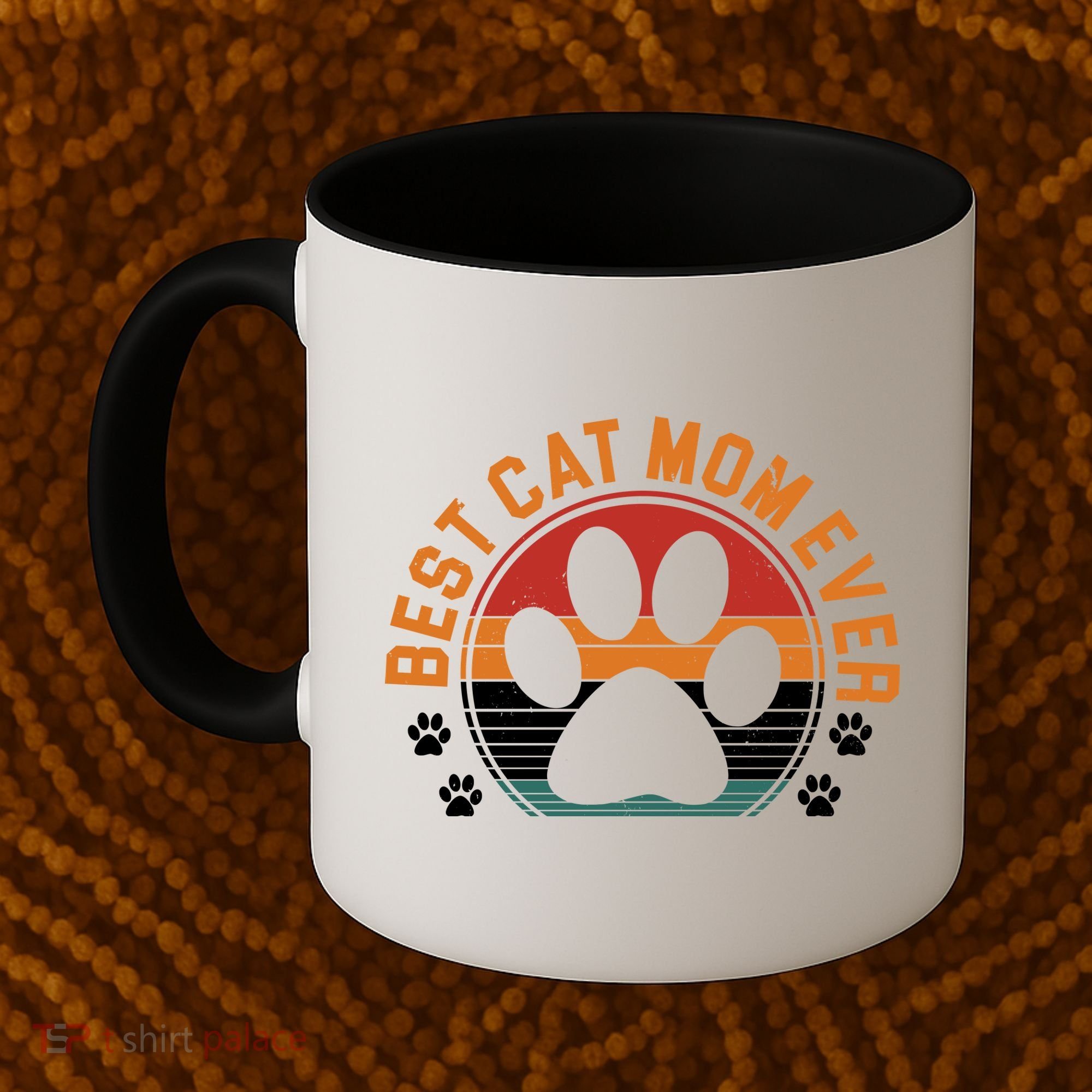 Best Cat Mom Ever Retro Sunset Coffee Mug