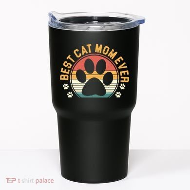 Best Cat Mom Ever Retro Sunset Tumbler