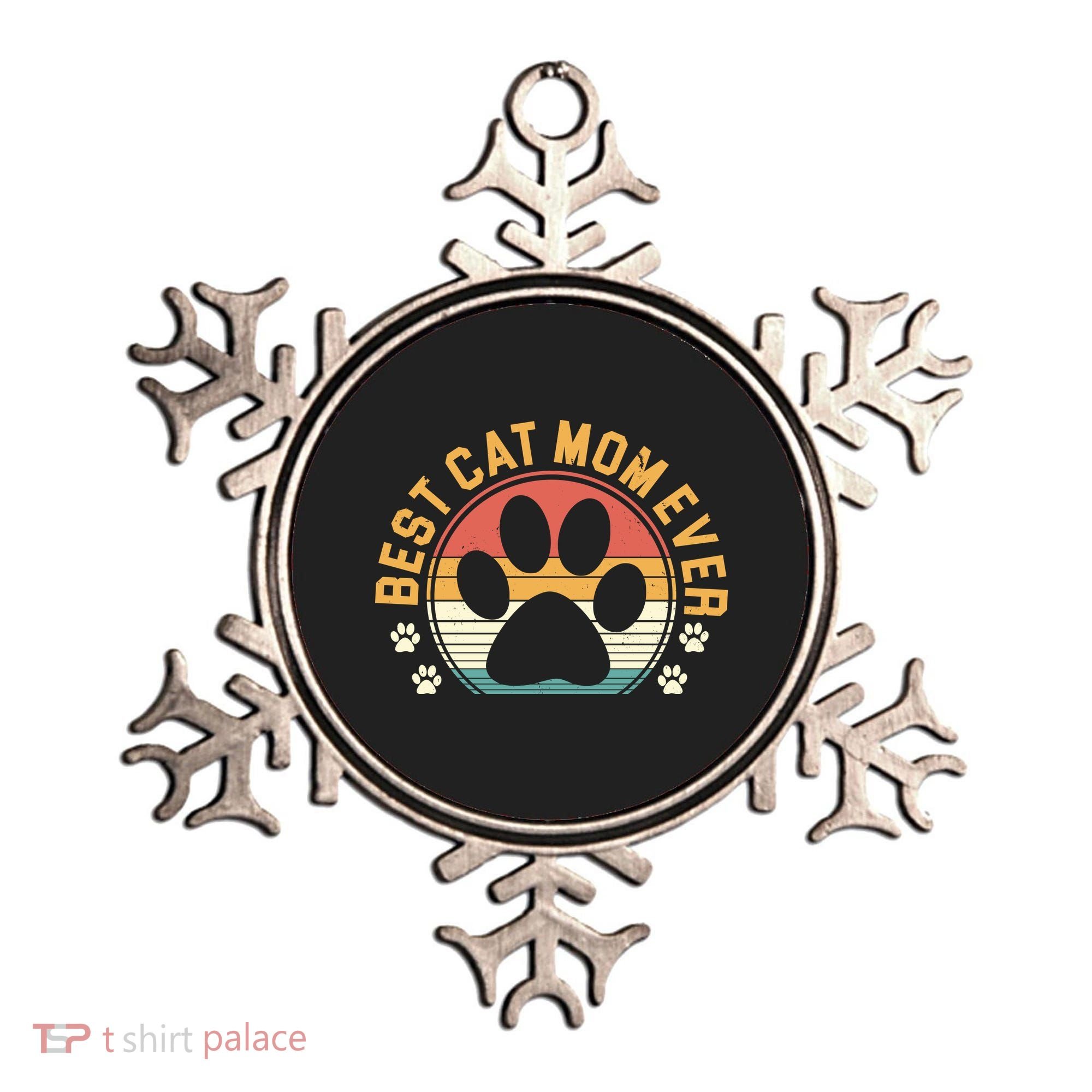 Best Cat Mom Ever Retro Sunset Ornament