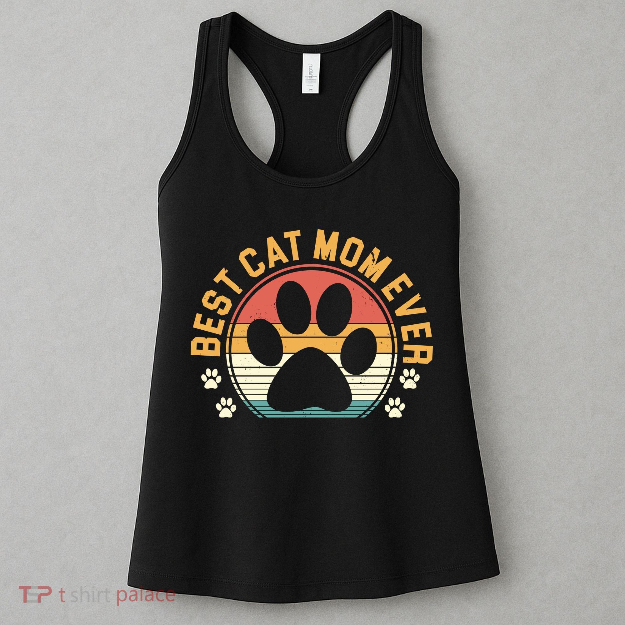 Best Cat Mom Ever Retro Sunset Women's Tank Top