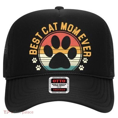 Best Cat Mom Ever Retro Sunset Hat