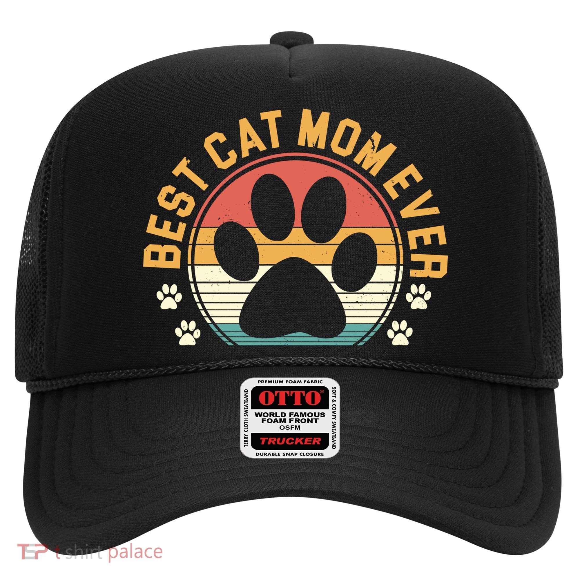 Best Cat Mom Ever Retro Sunset Hat