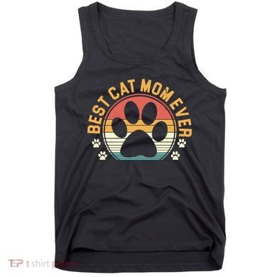 Best Cat Mom Ever Retro Sunset Tank Top