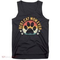 Best Cat Mom Ever Retro Sunset Tank Top thumb 0