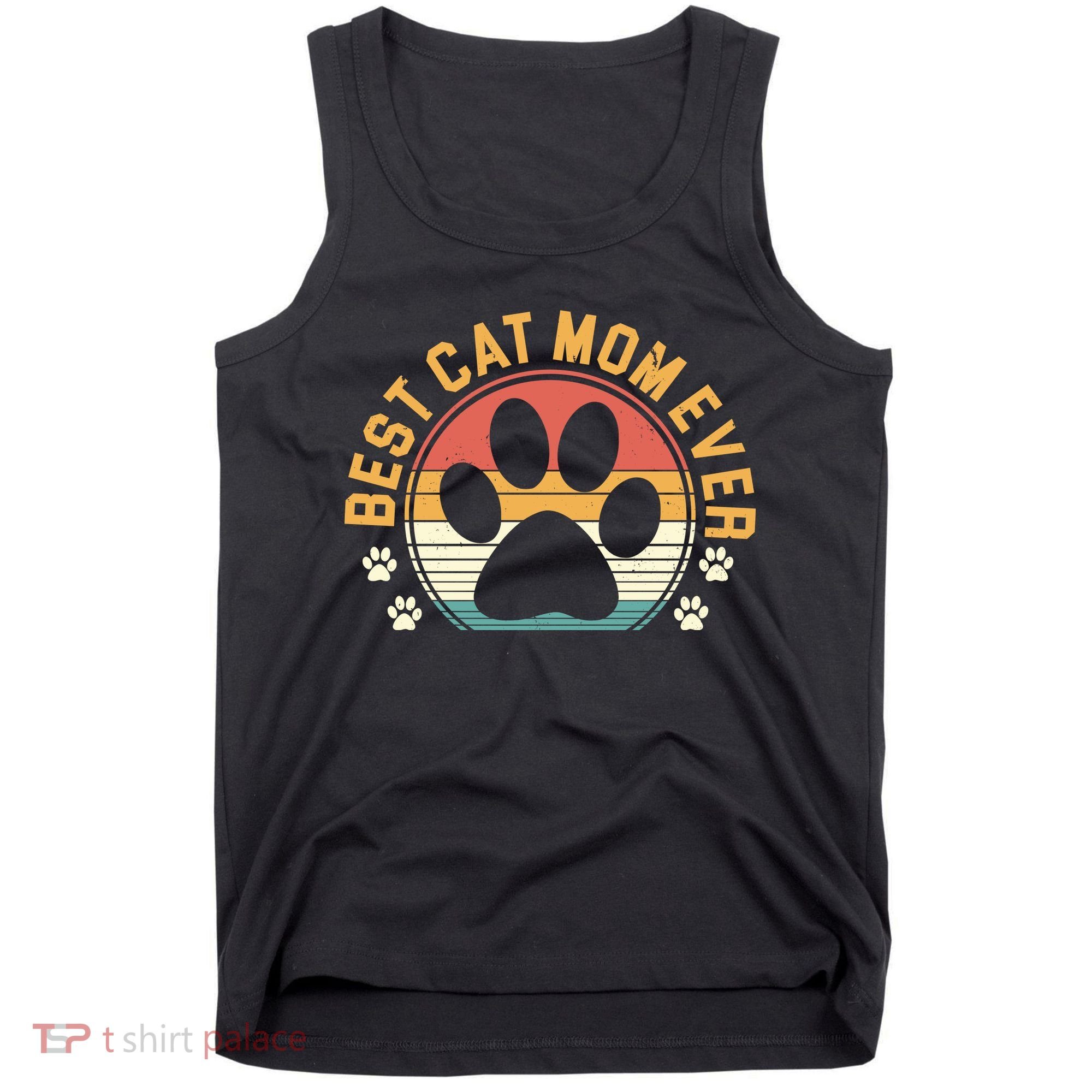 Best Cat Mom Ever Retro Sunset Tank Top