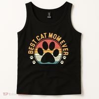 Best Cat Mom Ever Retro Sunset Tank Top thumb 2