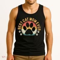 Best Cat Mom Ever Retro Sunset Tank Top thumb 3