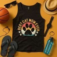 Best Cat Mom Ever Retro Sunset Tank Top thumb 4