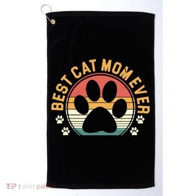 Best Cat Mom Ever Retro Sunset Golf Towel