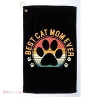 Best Cat Mom Ever Retro Sunset Golf Towel thumb 0