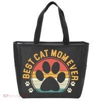 Best Cat Mom Ever Retro Sunset Tote Bag thumb 0