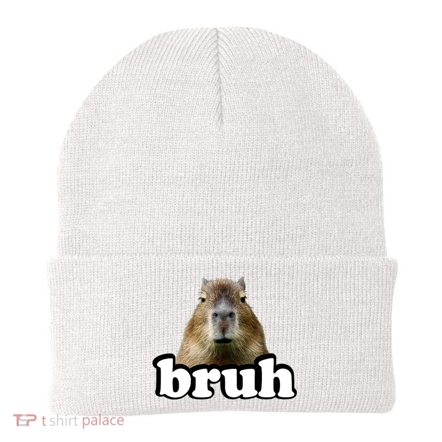 Bruh Capybara Meme Funny Bruh Saying Beanie