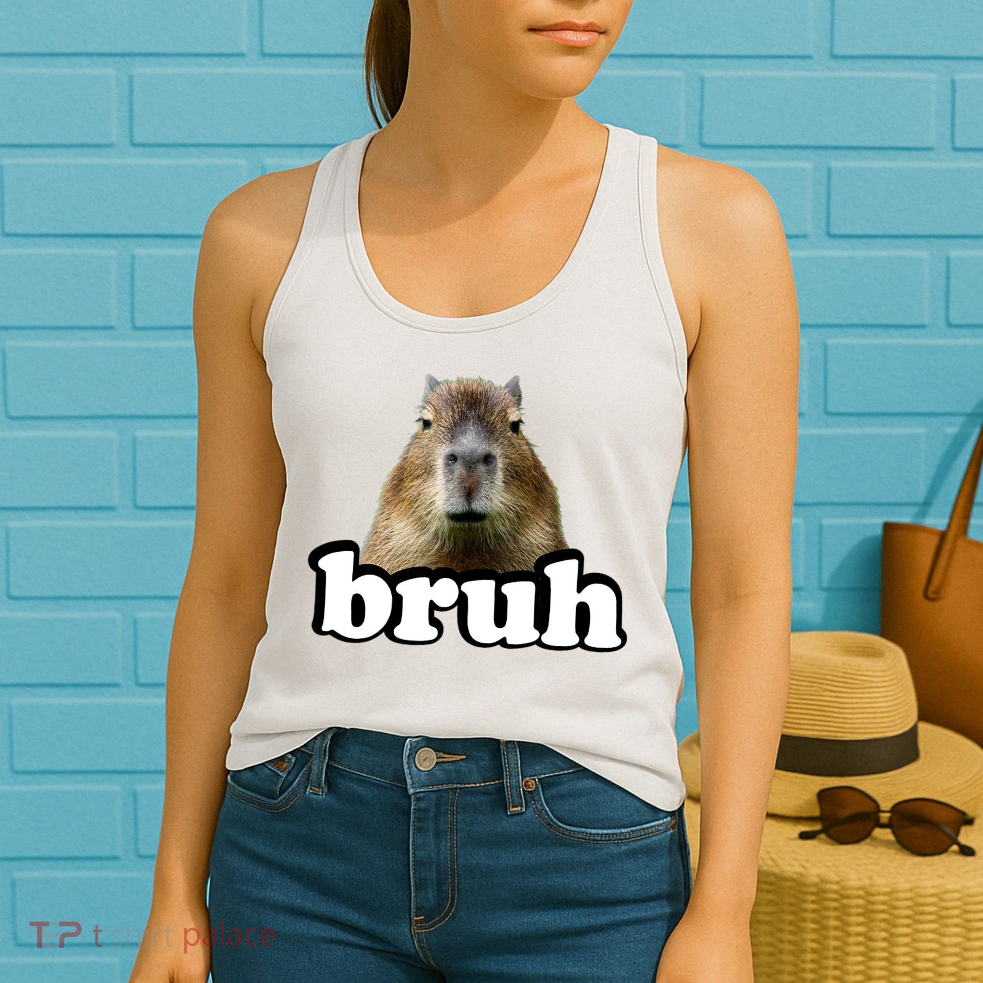 Bruh Capybara Meme Funny Bruh Saying Women's Tank Top