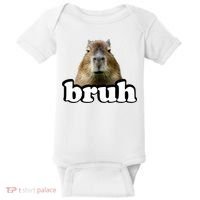 Bruh Capybara Meme Funny Bruh Saying Baby Bodysuit thumb 0