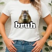 Bruh Capybara Meme Funny Bruh Saying Women's T-Shirt thumb 2