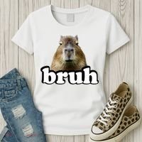 Bruh Capybara Meme Funny Bruh Saying Women's T-Shirt thumb 3