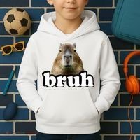 Bruh Capybara Meme Funny Bruh Saying Kids Hoodie thumb 2