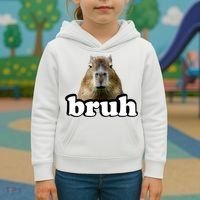 Bruh Capybara Meme Funny Bruh Saying Kids Hoodie thumb 3