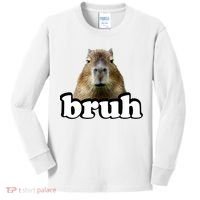 Bruh Capybara Meme Funny Bruh Saying Kids Long Sleeve Shirt thumb 0