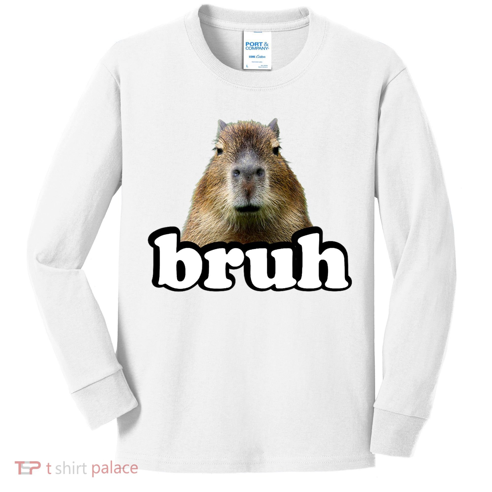 Bruh Capybara Meme Funny Bruh Saying Kids Long Sleeve Shirt