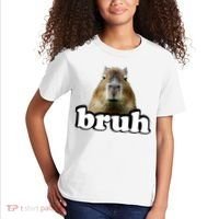 Bruh Capybara Meme Funny Bruh Saying Kids T-Shirt thumb 2