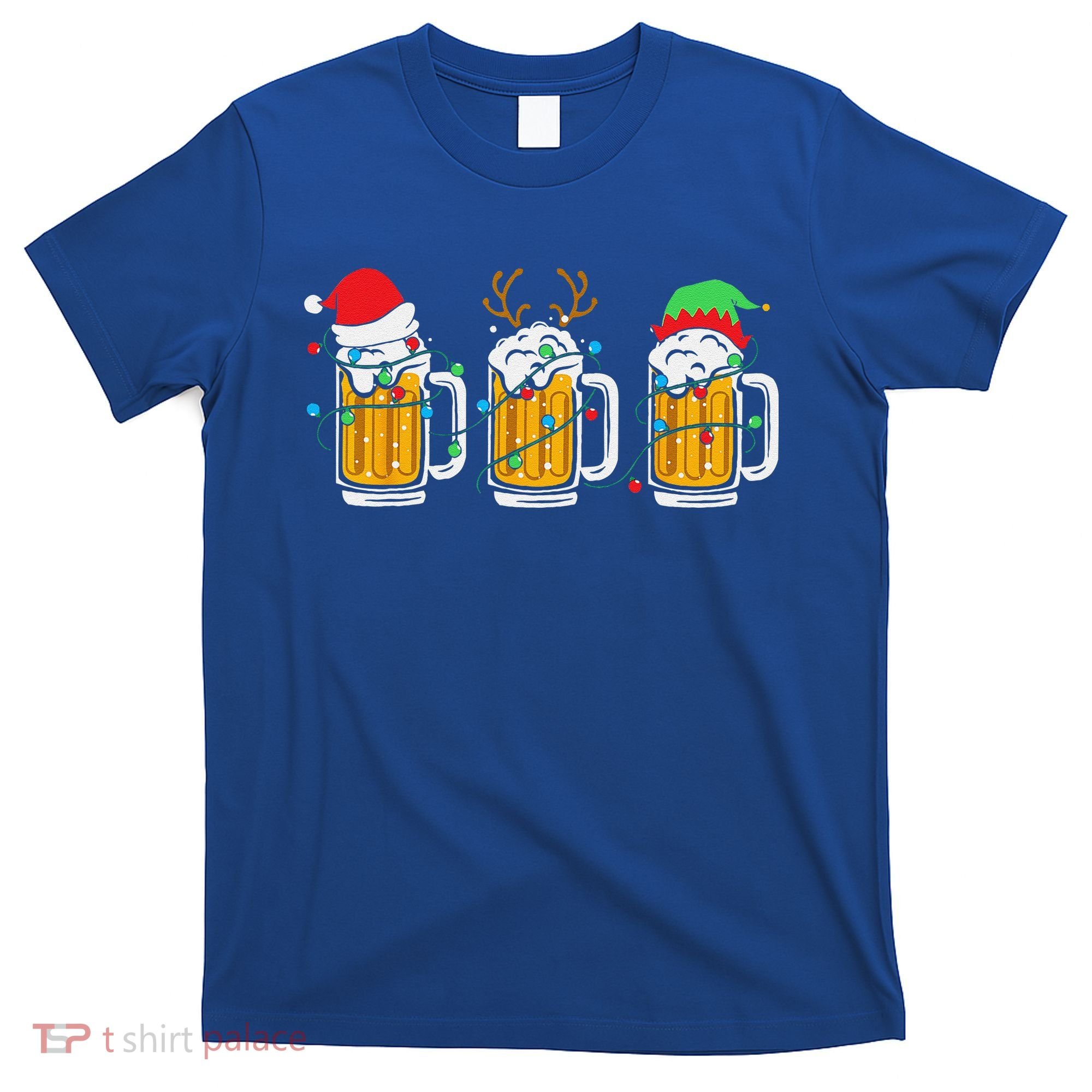 Beer Christmas Mug Santa Reinbeer Xmas Tree Lights Funny Funny T-Shirt