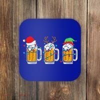 Beer Christmas Mug Santa Reinbeer Xmas Tree Lights Funny Funny Coaster thumb 0
