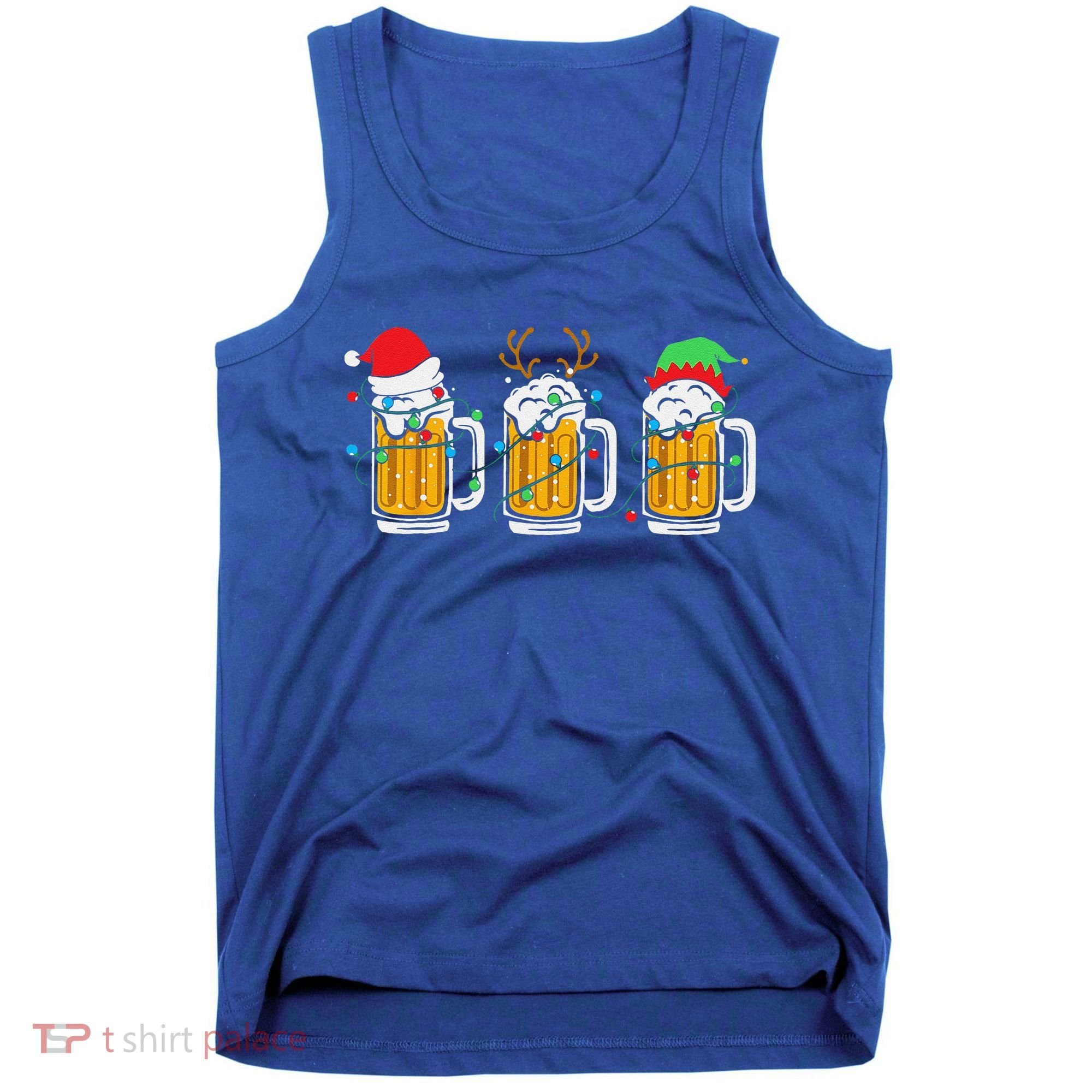 Beer Christmas Mug Santa Reinbeer Xmas Tree Lights Funny Funny Tank Top