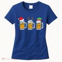 Beer Christmas Mug Santa Reinbeer Xmas Tree Lights Funny Funny Women's T-Shirt thumb 0