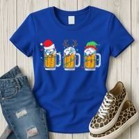 Beer Christmas Mug Santa Reinbeer Xmas Tree Lights Funny Funny Women's T-Shirt thumb 3