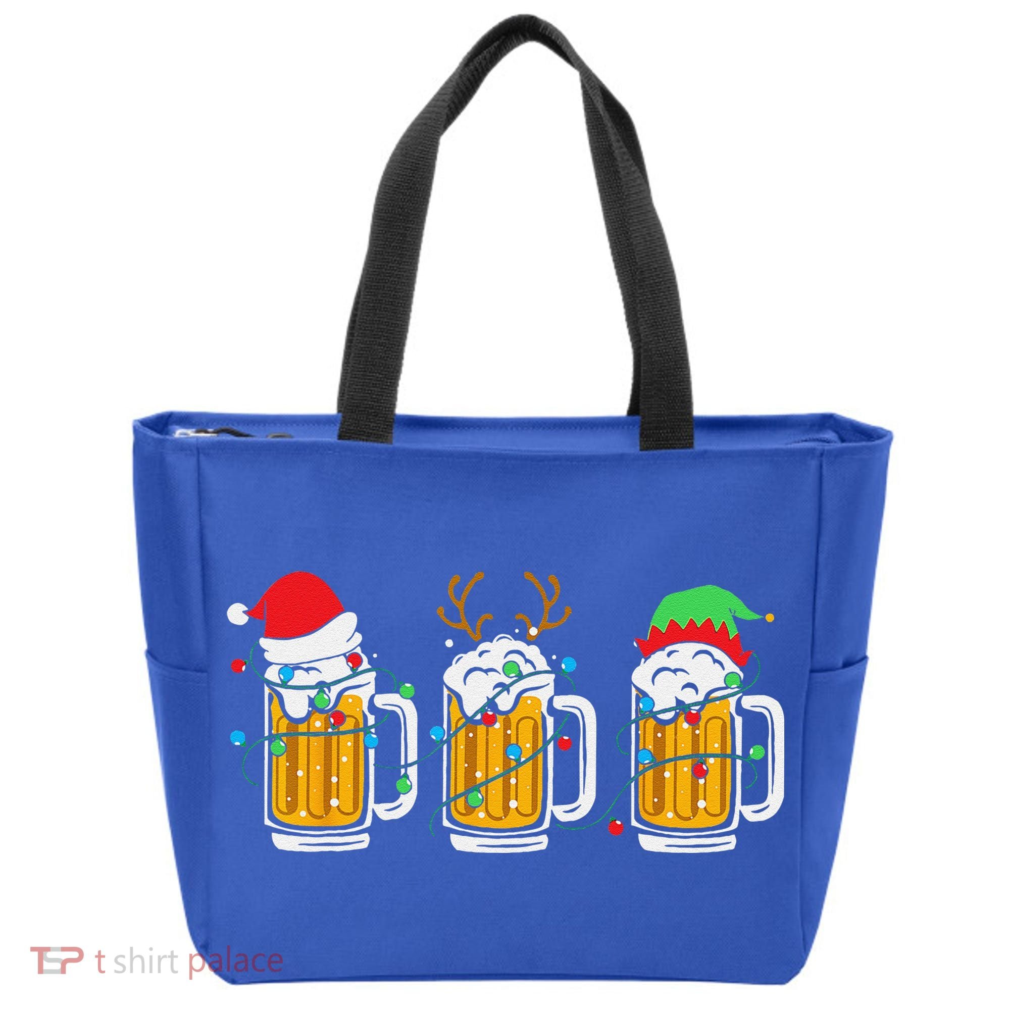 Beer Christmas Mug Santa Reinbeer Xmas Tree Lights Funny Funny Tote Bag