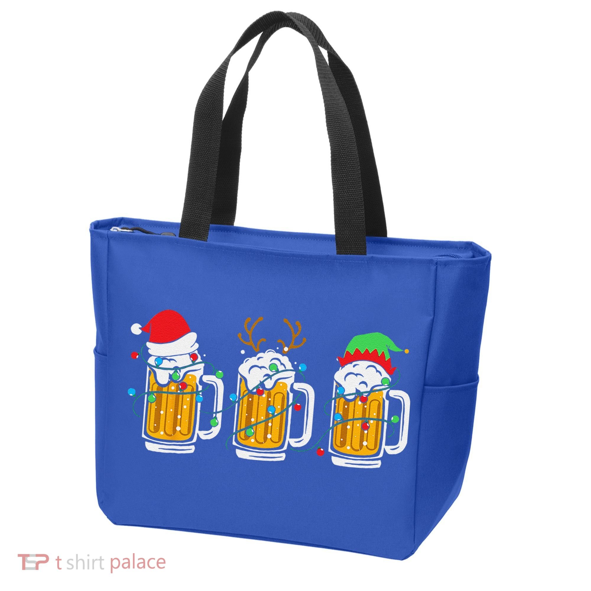 Beer Christmas Mug Santa Reinbeer Xmas Tree Lights Funny Funny Tote Bag