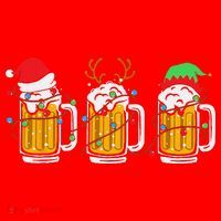 Beer Christmas Mug Santa Reinbeer Xmas Tree Lights Funny Funny Santa Hat thumb 1