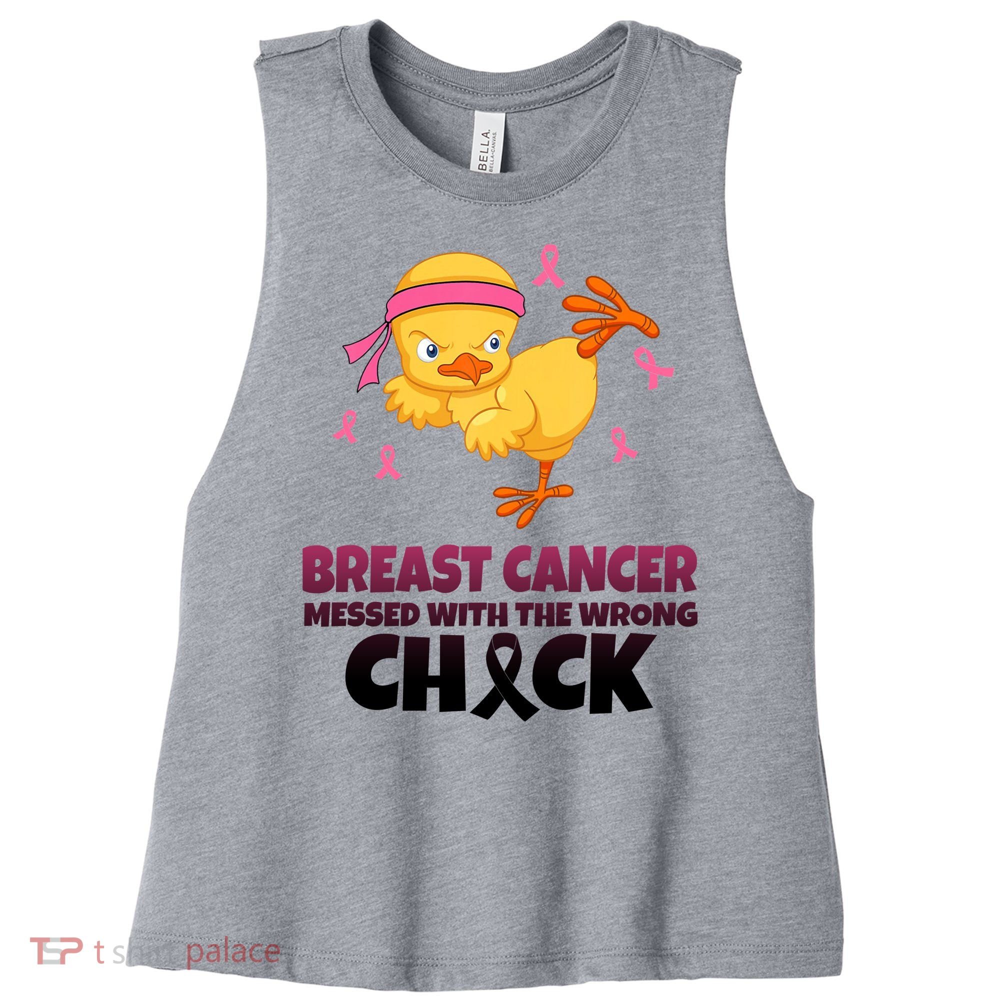 Breast Cancer Messed With The Wrong Chick Women's Racerback Cropped Tank
