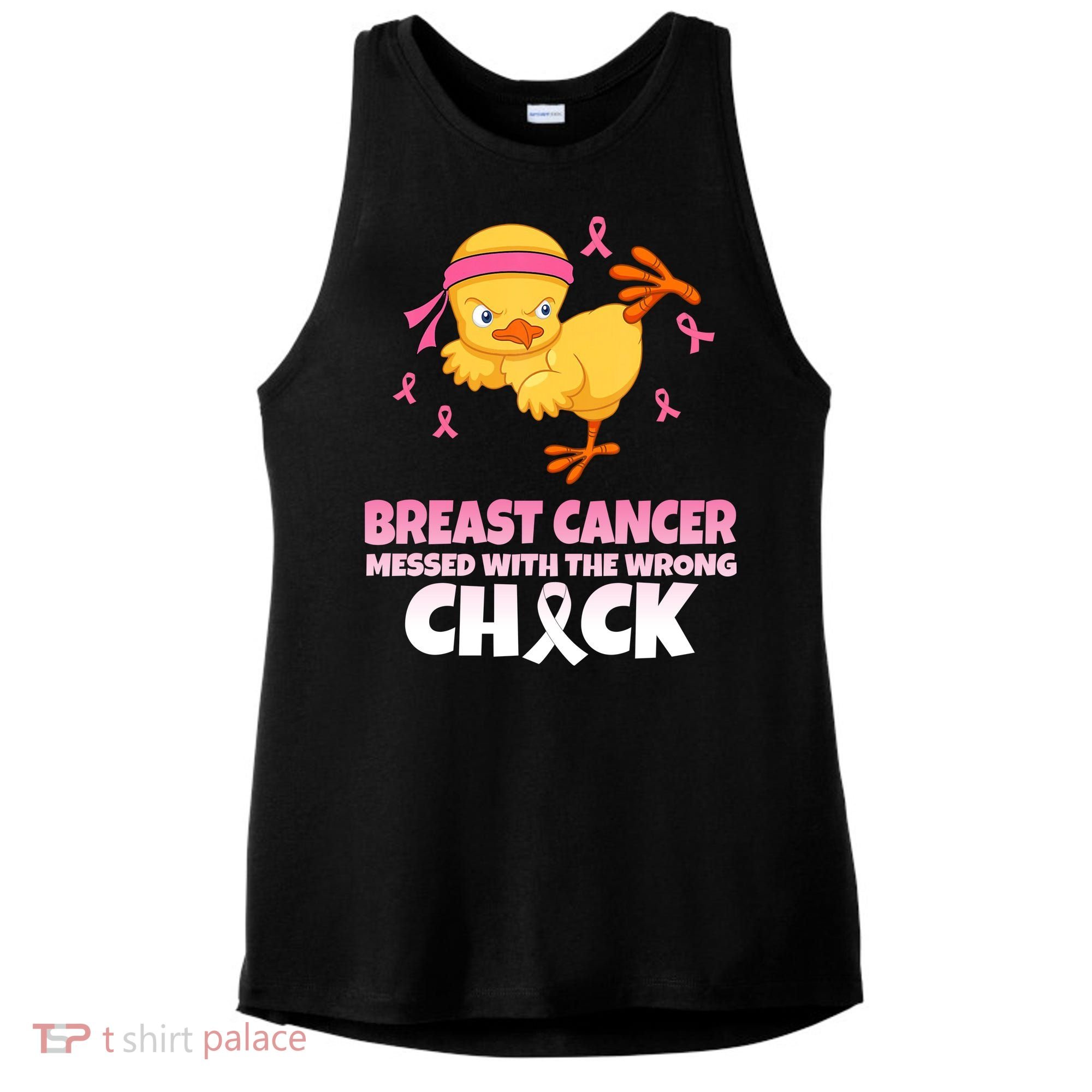 Breast Cancer Messed With The Wrong Chick Ladies PosiCharge Tri-Blend Wicking Tank