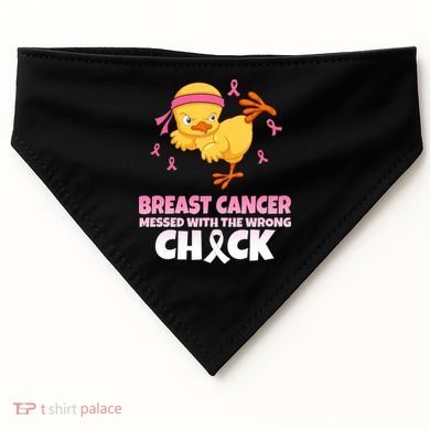 Breast Cancer Messed With The Wrong Chick USA-Made Doggie Bandana