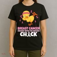Breast Cancer Messed With The Wrong Chick T-Shirt thumb 4