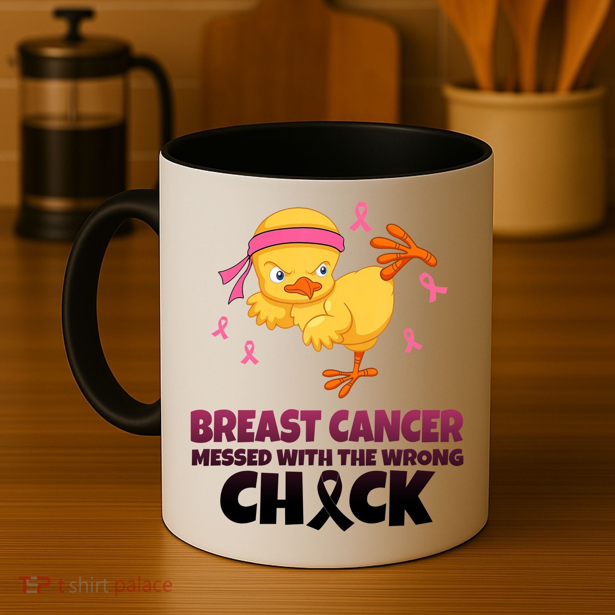 Breast Cancer Messed With The Wrong Chick Coffee Mug