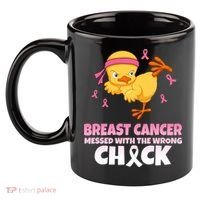Breast Cancer Messed With The Wrong Chick 11oz C Handle Ceramic Mug thumb 2