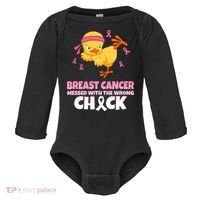 Breast Cancer Messed With The Wrong Chick Baby Long Sleeve Bodysuit thumb 0