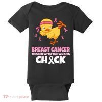 Breast Cancer Messed With The Wrong Chick Baby Bodysuit thumb 0