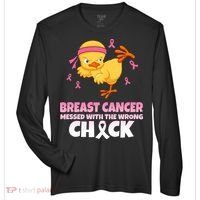 Breast Cancer Messed With The Wrong Chick Zone Performance Long-Sleeve T-Shirt thumb 0