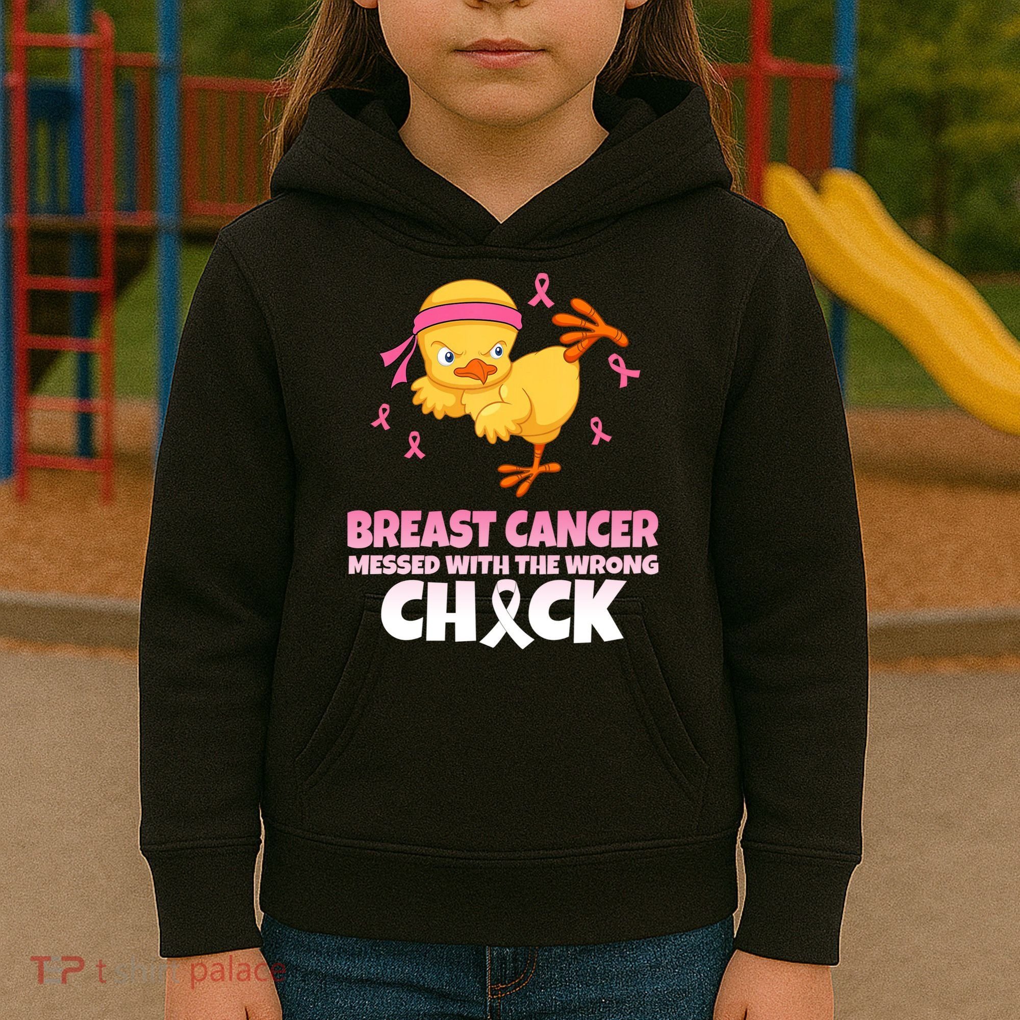 Breast Cancer Messed With The Wrong Chick Kids Hoodie