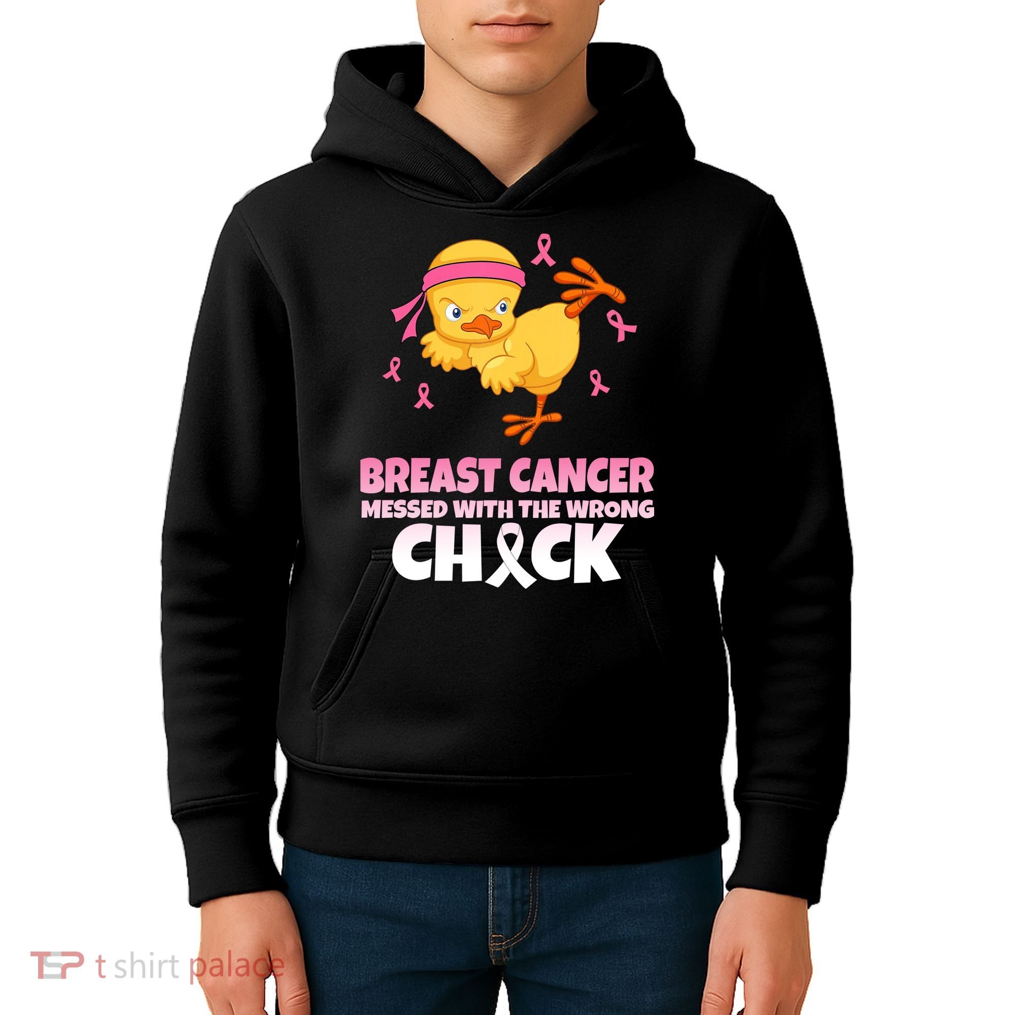 Breast Cancer Messed With The Wrong Chick Kids Hoodie