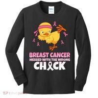 Breast Cancer Messed With The Wrong Chick Kids Long Sleeve Shirt thumb 0