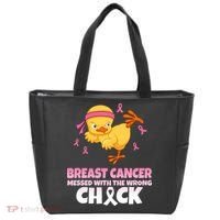 Breast Cancer Messed With The Wrong Chick Tote Bag thumb 0