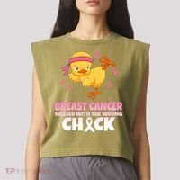 Breast Cancer Messed With The Wrong Chick Garment-Dyed Women's Muscle Tee thumb 2