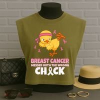 Breast Cancer Messed With The Wrong Chick Garment-Dyed Women's Muscle Tee thumb 3
