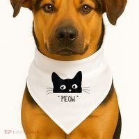 Black Cat Meow Cat Meow Kitty Funny Cats Kitty USA-Made Doggie Bandana thumb 1
