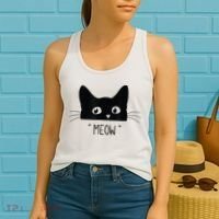 Black Cat Meow Cat Meow Kitty Funny Cats Kitty Women's Tank Top thumb 2